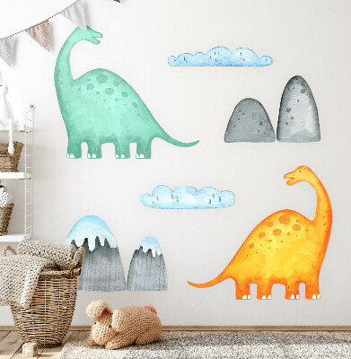Autocollant mural 60x108 Dinosaures dans des paysages à l'aquarelle pastel