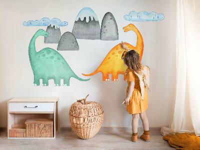Autocollant mural 60x108 Dinosaures dans des paysages à l'aquarelle pastel