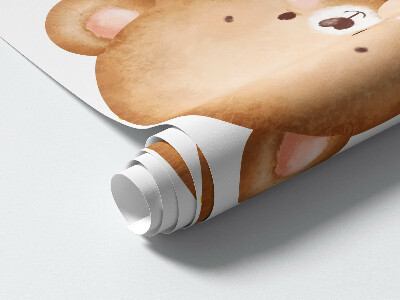 Autocollant mural 60x103 Ours en peluche pastel en version aquarelle