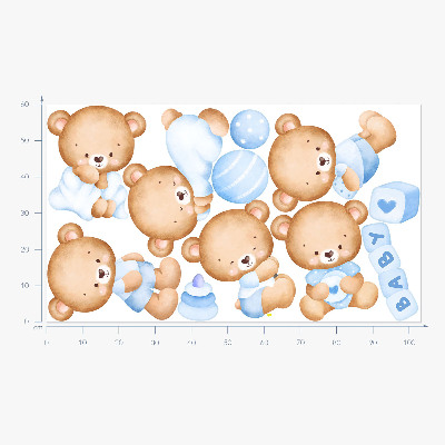 Autocollant mural 60x103 Ours en peluche pastel en version aquarelle