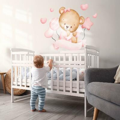 Autocollant mural 60x90 Un adorable ours en peluche dans un style aquarelle délicat