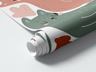 Autocollant mural 60x106 Chats et plantes pastel dans un style bohème