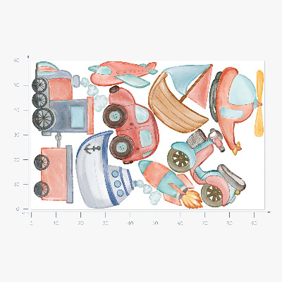 Autocollant mural 60x94 Aquarelles de transport aux tons pastel