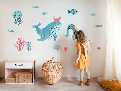 Autocollant mural 60x109 Un paradis marin dans un style aquarelle