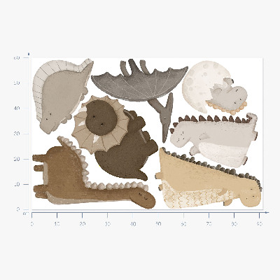 Autocollant mural 60x91 Dinosaures bohèmes pastel mignons