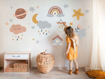 Autocollant mural 60x99 Boho dans des tons pastel de ciel et d'espace