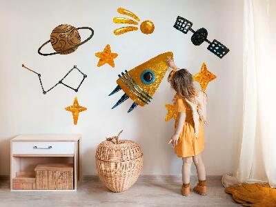 Autocollant mural 60x86 Illustrations de fusées représentant des planètes et des étoiles dans l'espace