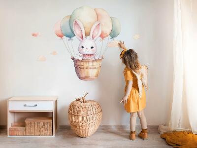 Autocollant mural 60x63 Lapin avec des ballons aux tons aquarelles