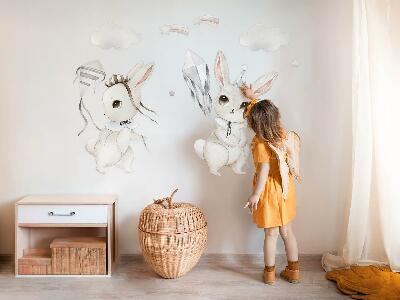 Autocollant mural 60x86 Lapins avec des cerfs-volants dans un style bohème pastel