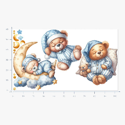 Autocollant mural 60x103 Ours en peluche dans l'espace aquarelle ciel pastel