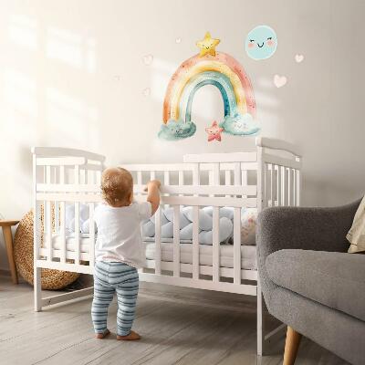 Autocollant mural 60x66 Arc-en-ciel pastel avec des étoiles dans la nature