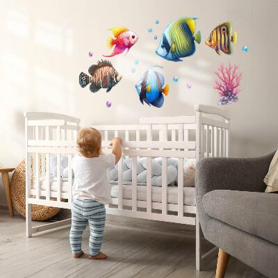 Autocollant mural 60x91 Le monde sous-marin des poissons aquarelles colorés