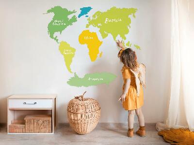 Autocollant mural 60x87 Carte pastel des continents, illustration graphique