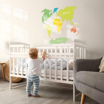 Autocollant mural 60x87 Carte pastel des continents, illustration graphique