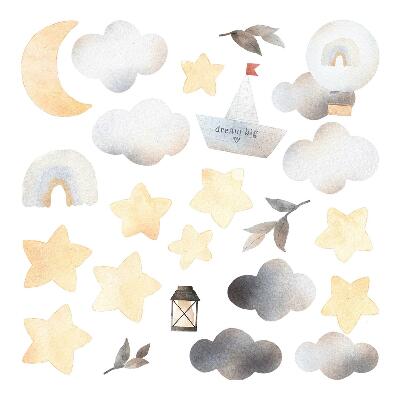 Autocollant mural 60x71 Motifs de nature céleste à l'aquarelle pastel
