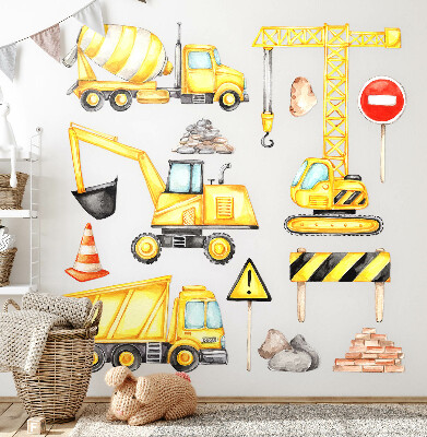 Autocollant mural 60x81 Construction - machines et véhicules à l'aquarelle