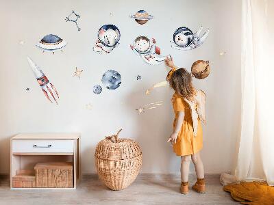 Autocollant mural 60x103 Petits cosmonautes dans l'espace pastel