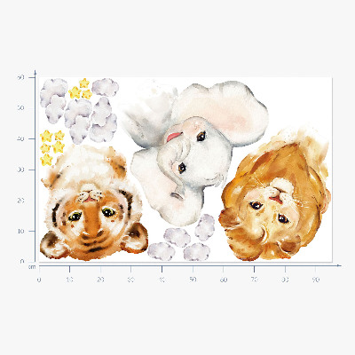 Autocollant mural 60x95 Animaux dans les nuages dans un style aquarelle