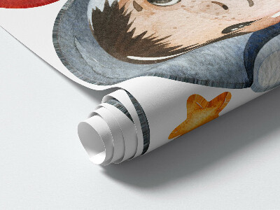 Autocollant mural 60x80 Le voyage spatial d'un petit astronaute à l'aquarelle