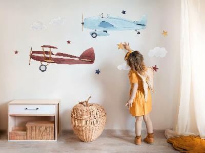 Autocollant mural 60x74 Deux avions dans des nuages ​​aquarelles pastel