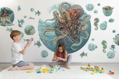 Autocollant mural 60x70 Le monde marin féerique des pieuvres et des navires