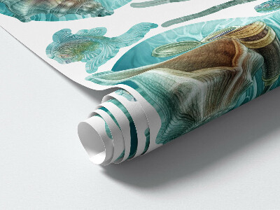 Autocollant mural 60x63 Terres sous-marines de crabes au style pastel