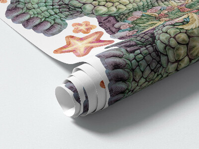 Autocollant mural 60x77 Animaux dans une esthétique de dessin au pastel