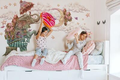 Autocollant mural 60x83 Un pays magique d'animaux dans un dessin au pastel