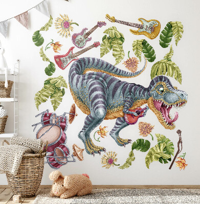 Autocollant mural 60x89 Dinosaures musicaux aux couleurs pastel