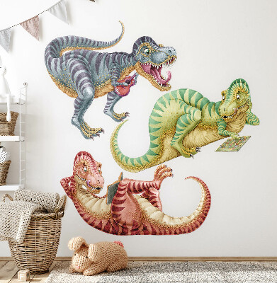 Autocollant mural 60x91 Dinosaures colorés dans un style de dessin pastel