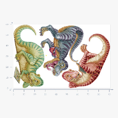 Autocollant mural 60x91 Dinosaures colorés dans un style de dessin pastel