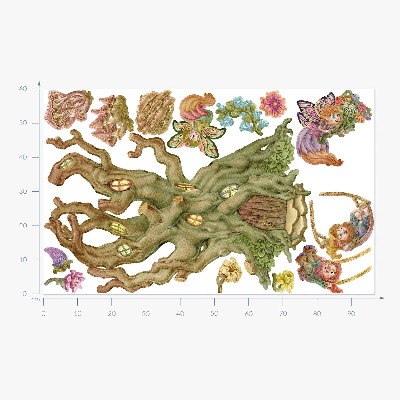 Autocollant mural 60x96 Magie de la forêt : des gnomes féeriques et une maison pastel