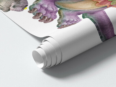 Autocollant mural 60x73 Une famille de conte de fées de dragons colorés aux pastels