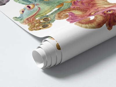 Autocollant mural 60x80 Dragons de contes de fées aux tons pastel