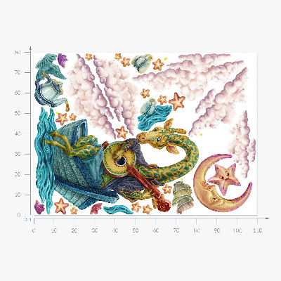 Autocollant mural 80x110 Le règne animal en version dessin animé