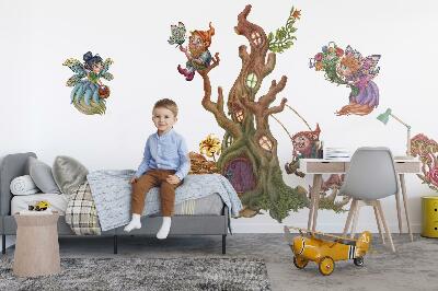 Autocollant mural 80x83 Magie de la forêt avec des fées et des nains