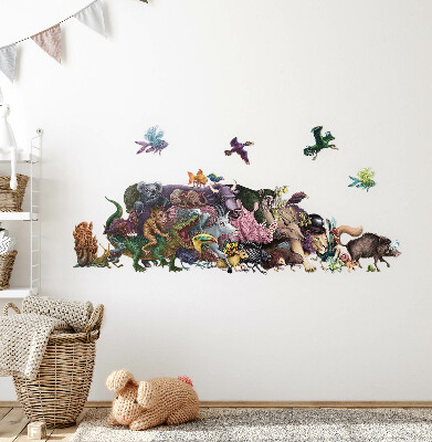 Autocollant mural 80x138 Animaux de dessins animés du monde magique