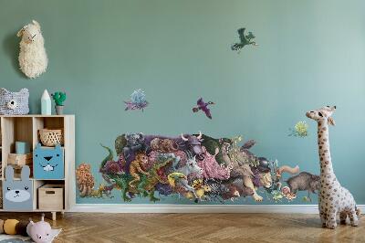 Autocollant mural 80x138 Animaux de dessins animés du monde magique