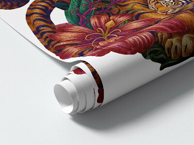 Autocollant mural 80x105 Safari dans la jungle avec des animaux de dessin animé