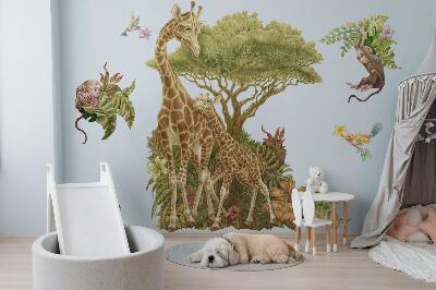 Autocollant mural 80x120 Safari dans la version pastel de la nature sauvage