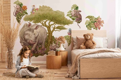 Autocollant mural 80x86 Safari sauvage aux couleurs pastel