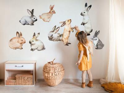 Autocollant mural 80x145 Lapins pastel en technique aquarelle