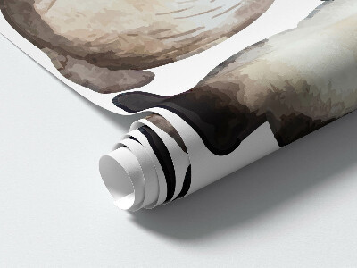 Autocollant mural 80x145 Lapins pastel en technique aquarelle