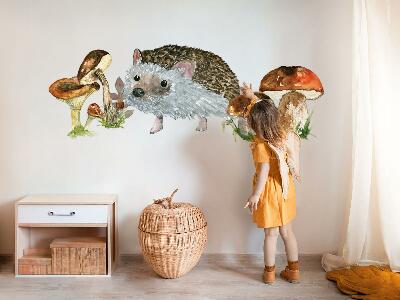 Autocollant mural 80x124 Une composition forestière de plantes et d'animaux à l'aquarelle