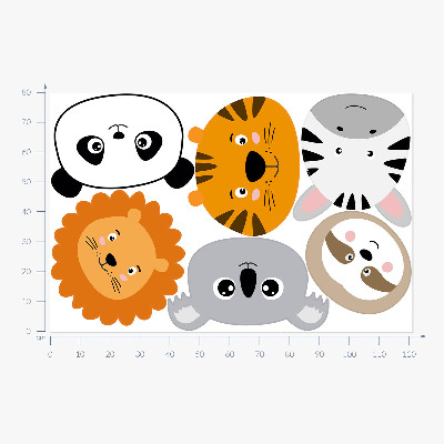 Autocollant mural 80x121 Safari avec des animaux sauvages dans une édition charmante