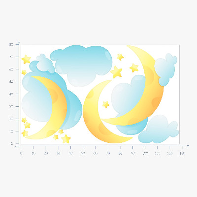 Autocollant mural 80x128 Ciel nocturne avec lune et étoiles subtiles