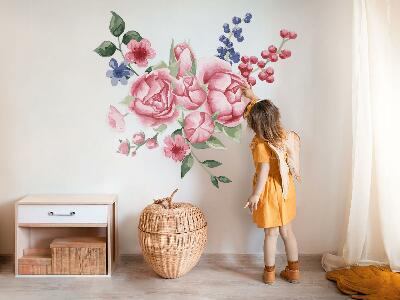 Autocollant mural 80x102 Aquarelles florales avec des pivoines aux tons pastel