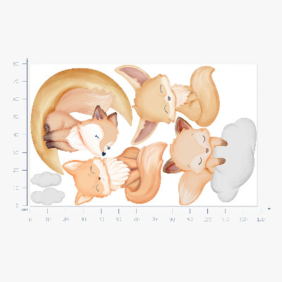 Autocollant mural 80x128 Animaux mignons à l'aquarelle dans un style céleste