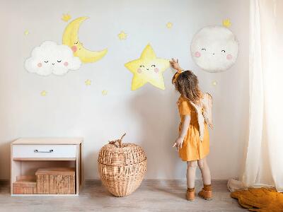 Autocollant mural 80x145 Nuages nocturnes avec des étoiles aux tons pastel