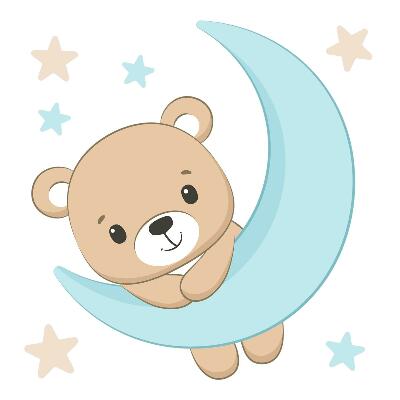 Autocollant mural 80x88 Un mignon ours en peluche avec la lune et les étoiles en arrière-plan